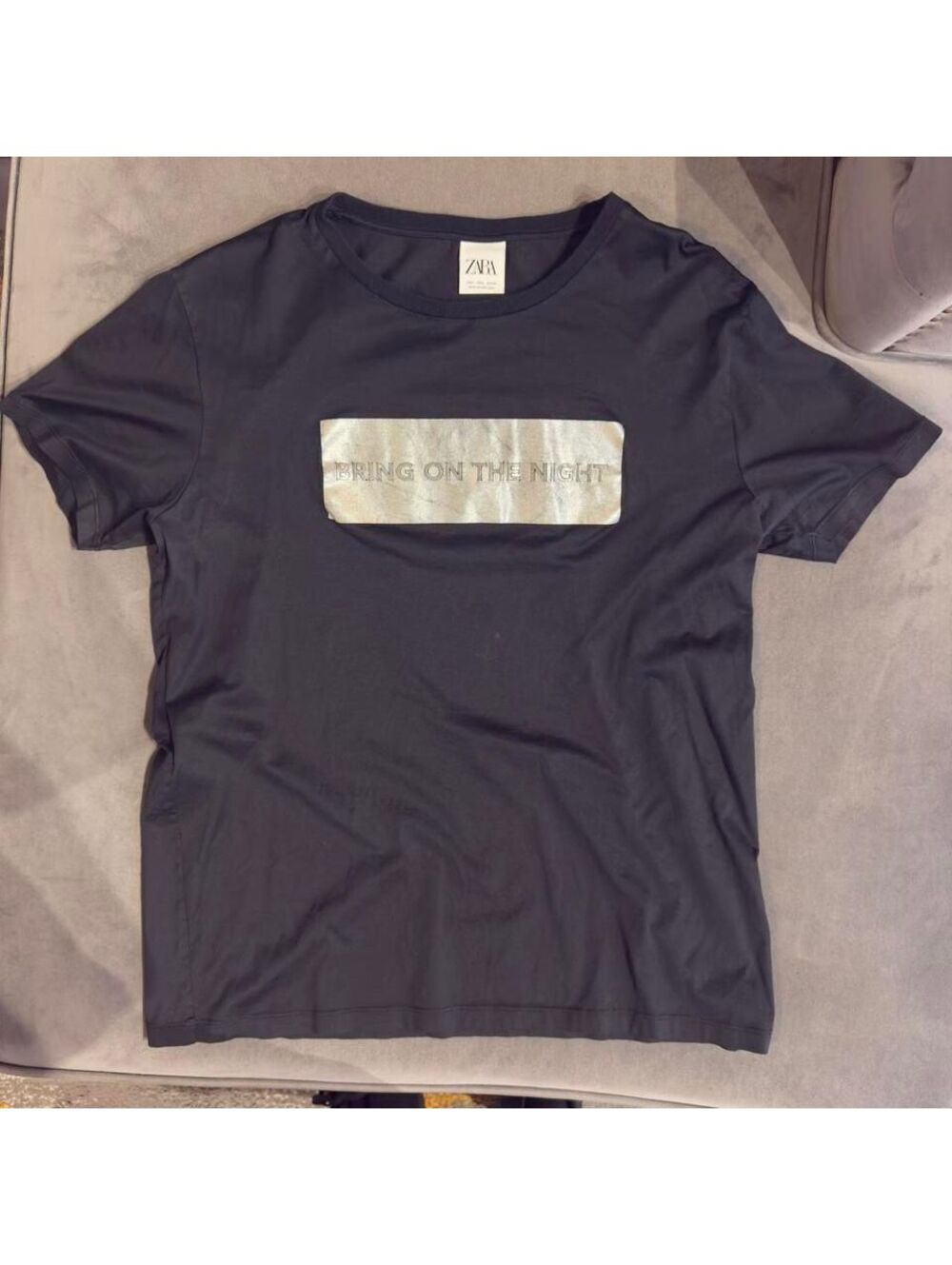 Mens Black Zara t-shirt with silver logo - large - #streetwear